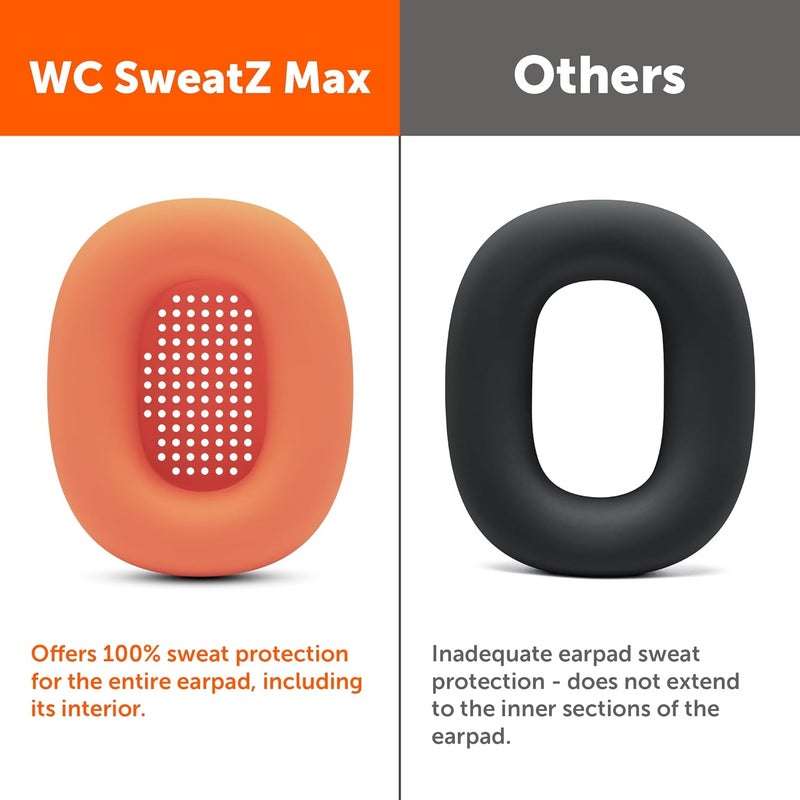 WC SweatZ Max - Patented Protective Earpad Covers for Airpods Max Made by Wicked Cushions | Sweatproof & Easily Washable | Full Earpad Sweat Protection | Orange - Image 3